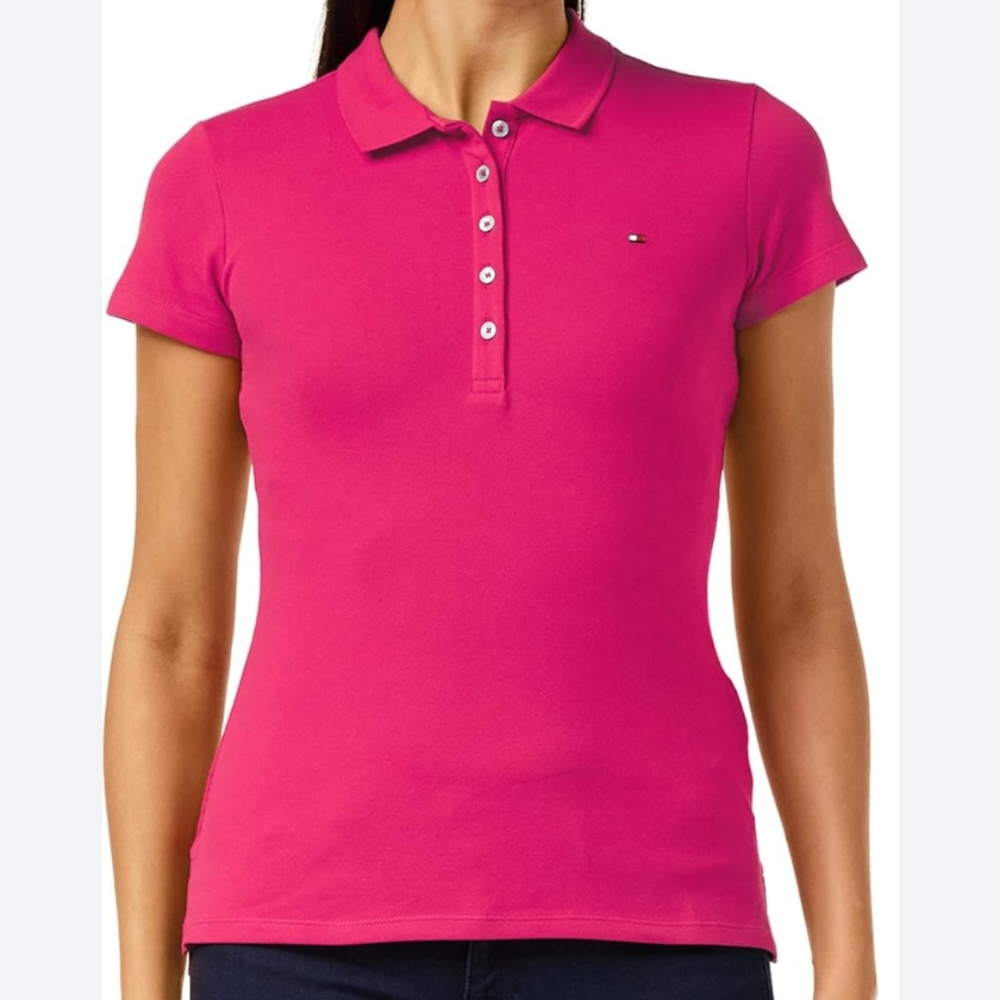 Tommy Hilfiger Women's Bright Pink Short Sleeve Polo